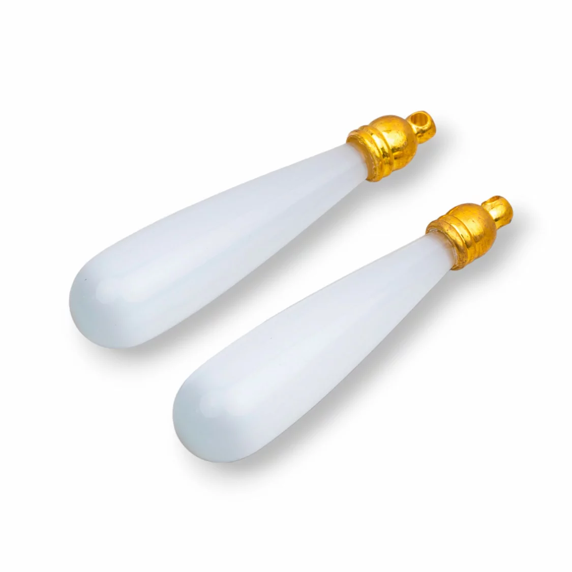 Occhio Di Gatto Goccia Senza Foro Con Coppetta 10x45mm 4pz Bianco-GOCCINE SENZA FORO | Worldofjewel.com