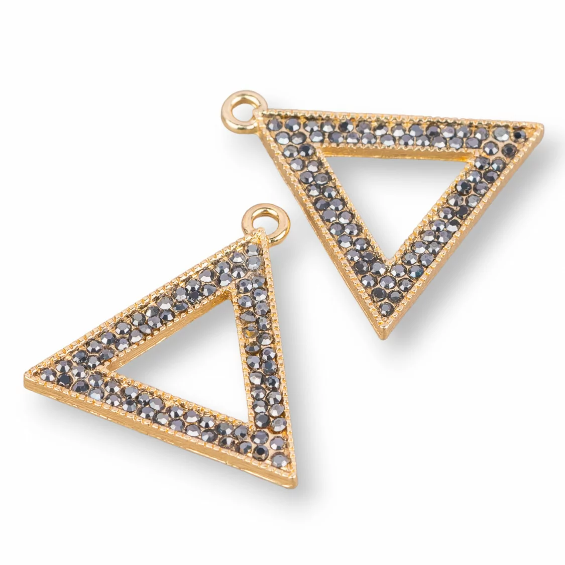 Componente Pendente Di Ottone Con Marcasite Strass Triangolo 28mm 10Pz-CIONDOLI DI OTTONE | Worldofjewel.com