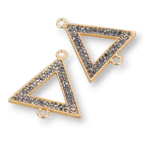 Connecteur Composant Laiton Avec Triangle Strass Marcassite Avec 2 Anneaux 28x31mm 10Pcs