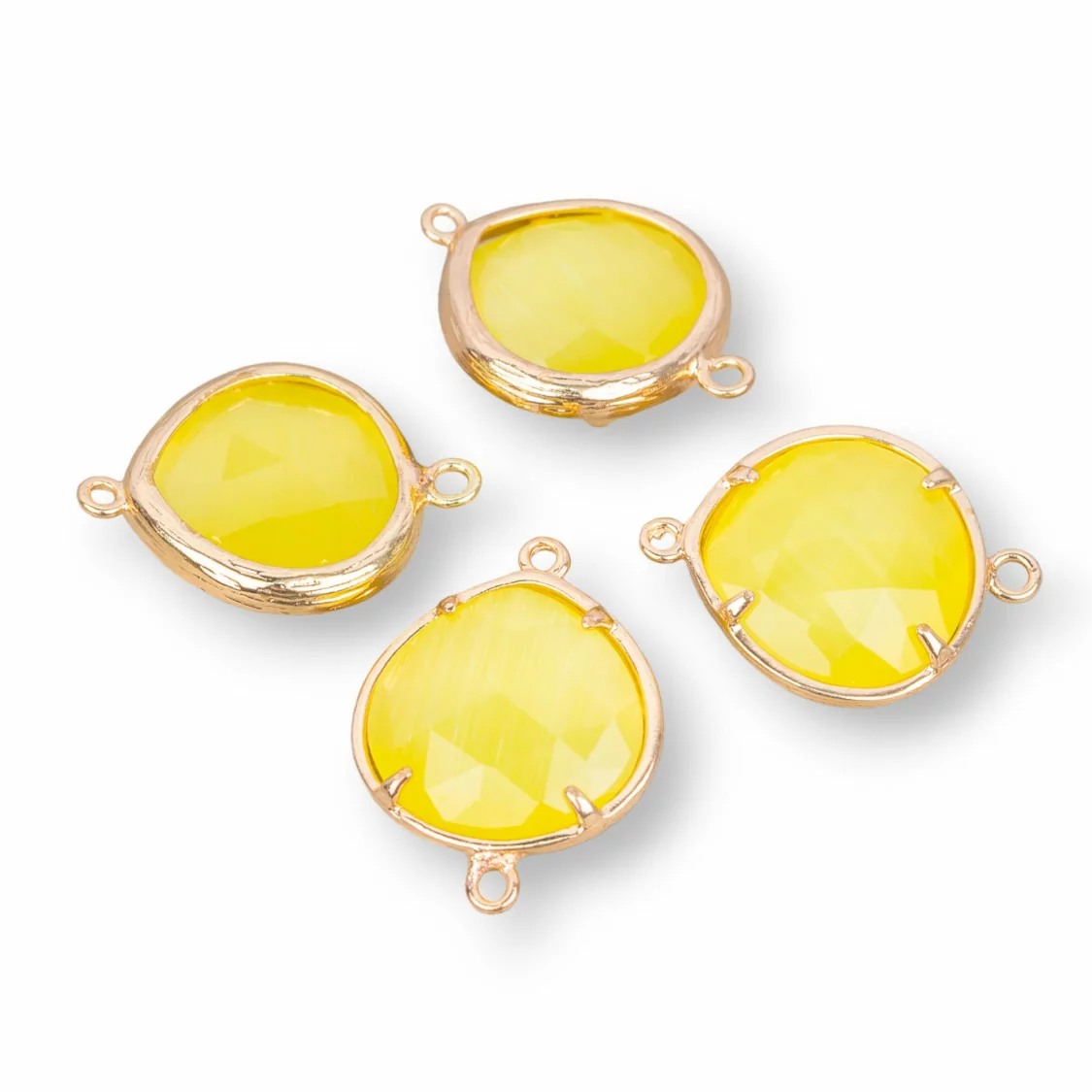 Connettore Componente Di Ottone Di Occhio Di Gatto Irregolare 17x17mm Con 2 Anellini 10pz Dorato Giallo- IRREGOLARI | Worldofjewel.com