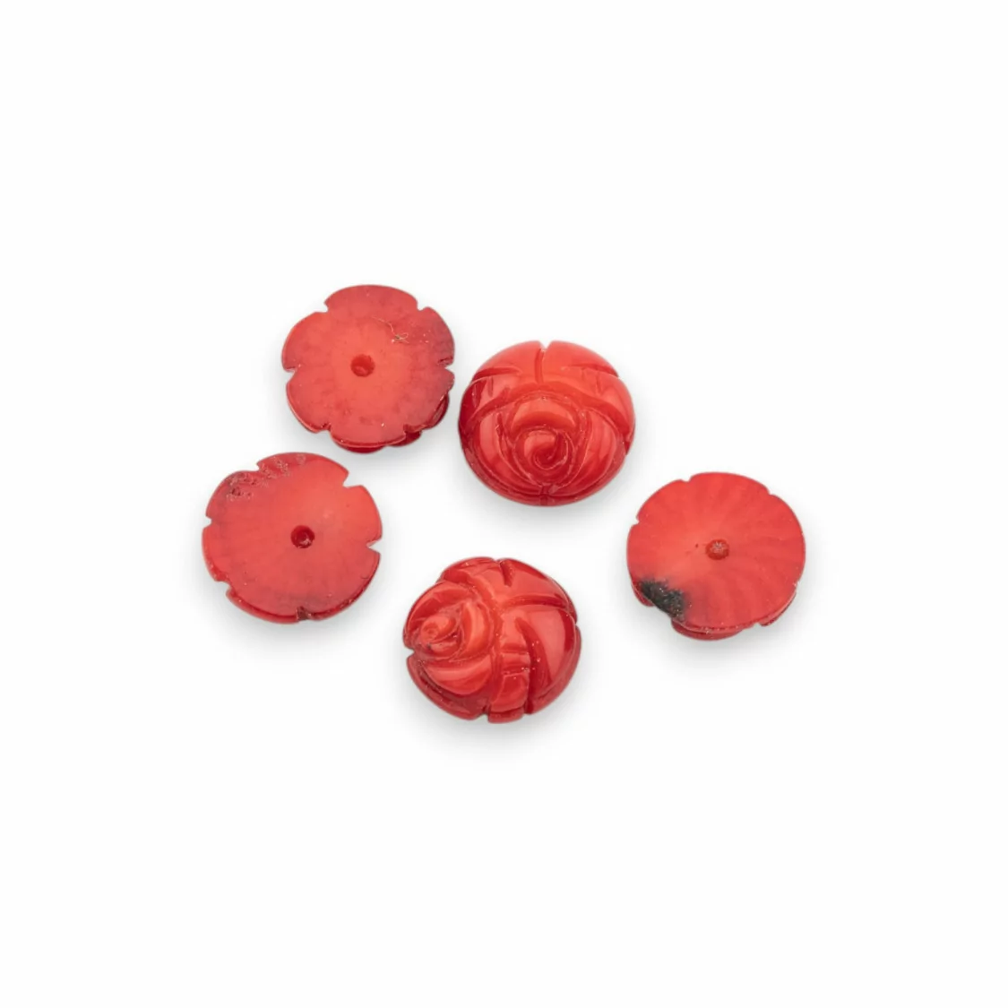 Componente Rose di Corallo Bamboo Rosso Mezzo Foro Tondo 8mm 5gr 18pz Circa-COMPONENTI DI PIETRE DURE | Worldofjewel.com