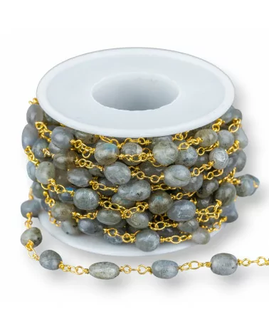 Catena Rosario Di Ottone Con Pietre Dure Sassi Burattati 1 Metro Dorato Labradorite-CATENE ROSARIO PERLINE | Worldofjewel.com