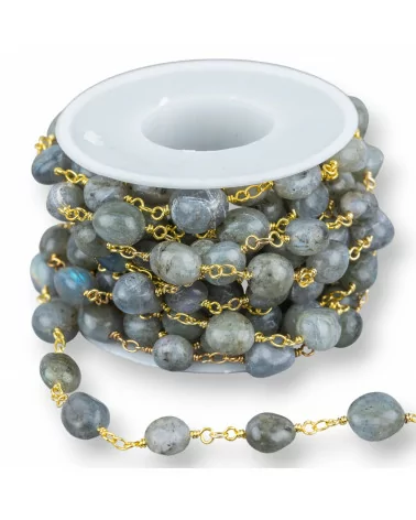 Catena Rosario Di Ottone Con Pietre Dure Sassi Burattati 5 Metri Dorato Labradorite Grande-CATENE ROSARIO PERLINE | Worldofjewel.com