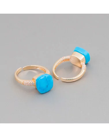 Anello Di Bronzo Con Occhio Di Gatto A Cuscinetto 10mm Con Zirconi Incastonato Magnesite Turchese-ANELLI BRONZO E OCCHIO DI GATTO | Worldofjewel.com