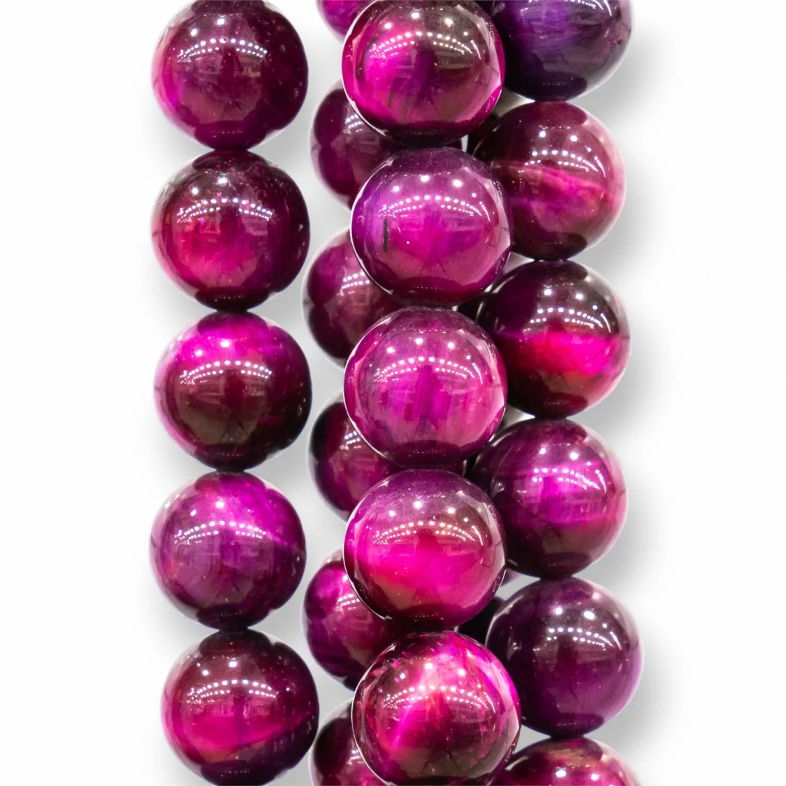 Occhio Di Tigre Fucsia Tondo Liscio 10mm-OCCHIO DI TIGRE FUCSIA | Worldofjewel.com