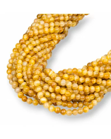 Occhio Di Tigre Giallo Dorato Tondo Liscio 4mm-OCCHIO DI TIGRE GIALLO | Worldofjewel.com