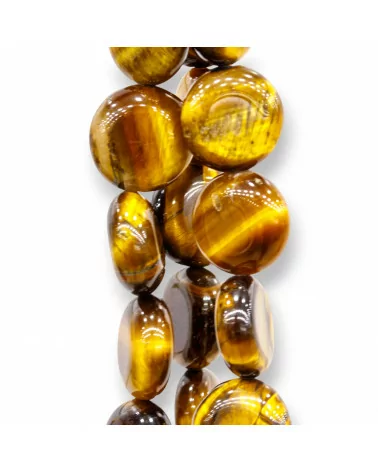 Occhio di Tigre Giallo Tondo Piatto Liscio 14mm-OCCHIO DI TIGRE GIALLO | Worldofjewel.com