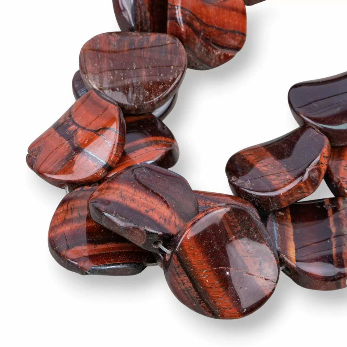 Occhio di Tigre Rosso Naturale Tondo Piatto Onlulato 25mm-OCCHIO DI TIGRE ROSSO | Worldofjewel.com