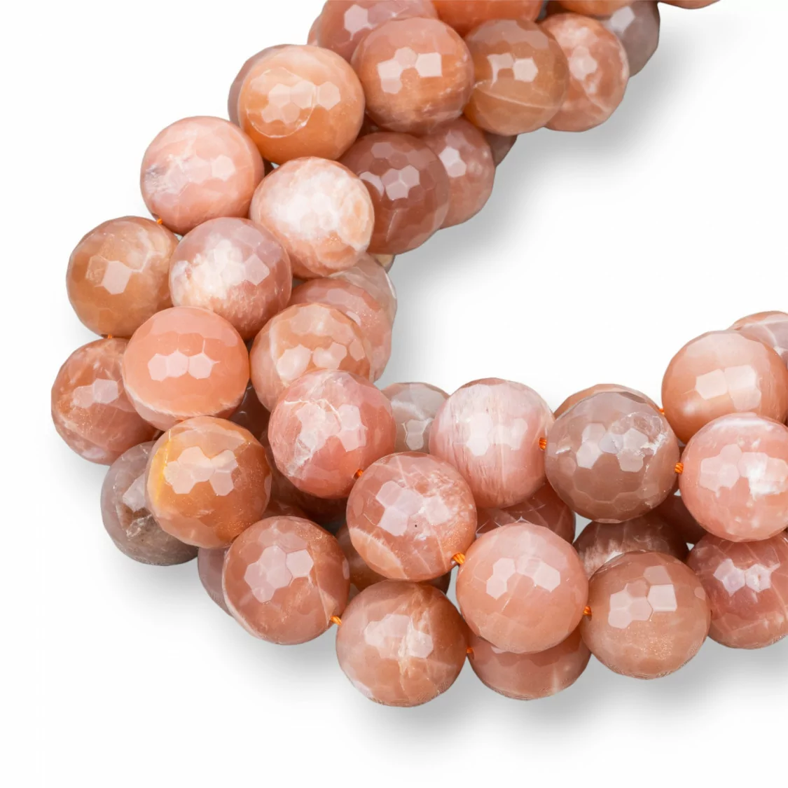 Pietra Di Luna Rosa Perlina Tonda Sfaccettata 20mm Cipria-PIETRE DI LUNA ROSA | Worldofjewel.com