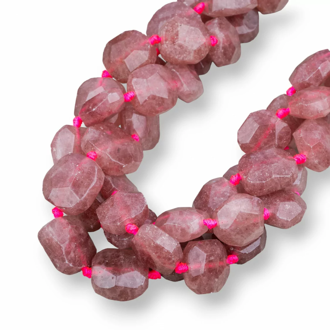 Strawberry Quartz - Quarzo Fragola Irregolare Piatto Sfaccettato 15-18mm-QUARZO FRAGOLA | Worldofjewel.com