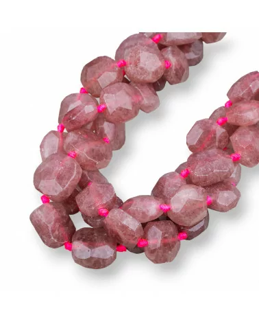 Strawberry Quartz - Quarzo Fragola Irregolare Piatto Sfaccettato 15-18mm-QUARZO FRAGOLA | Worldofjewel.com