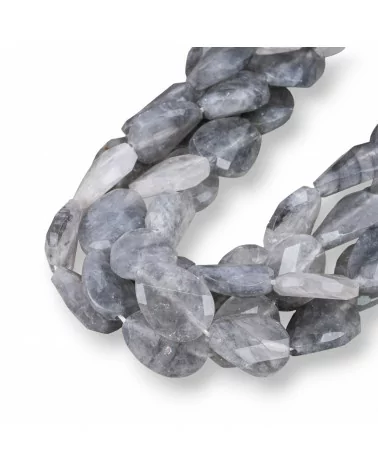 Quarzo Grigio Gocce Piatto Twist Sfaccettato 20x26mm-QUARZO GRIGIO | Worldofjewel.com