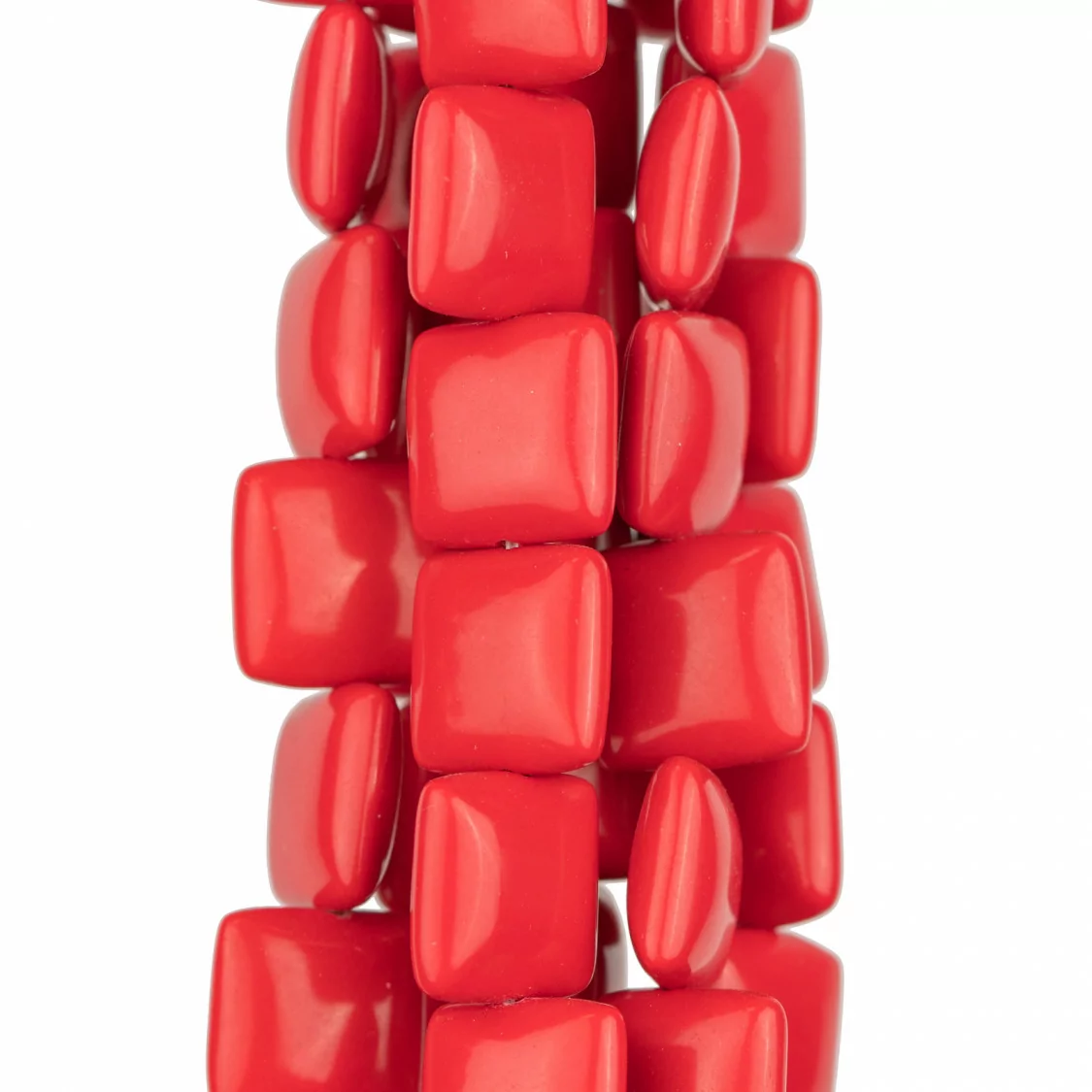 Pasta di Corallo Rosso Quadrato Piatto 12mm-PASTA DI CORALLO ROSSO | Worldofjewel.com