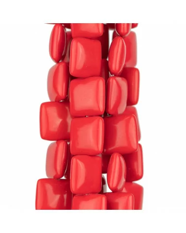 Pasta di Corallo Rosso Quadrato Piatto 12mm-PASTA DI CORALLO ROSSO | Worldofjewel.com