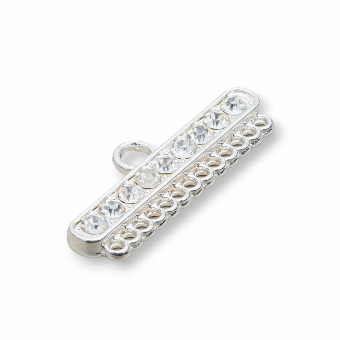 Barrette Finale Di Ottone A 13 File Con Strass 22pz Argentato-CHIUSURE | Worldofjewel.com