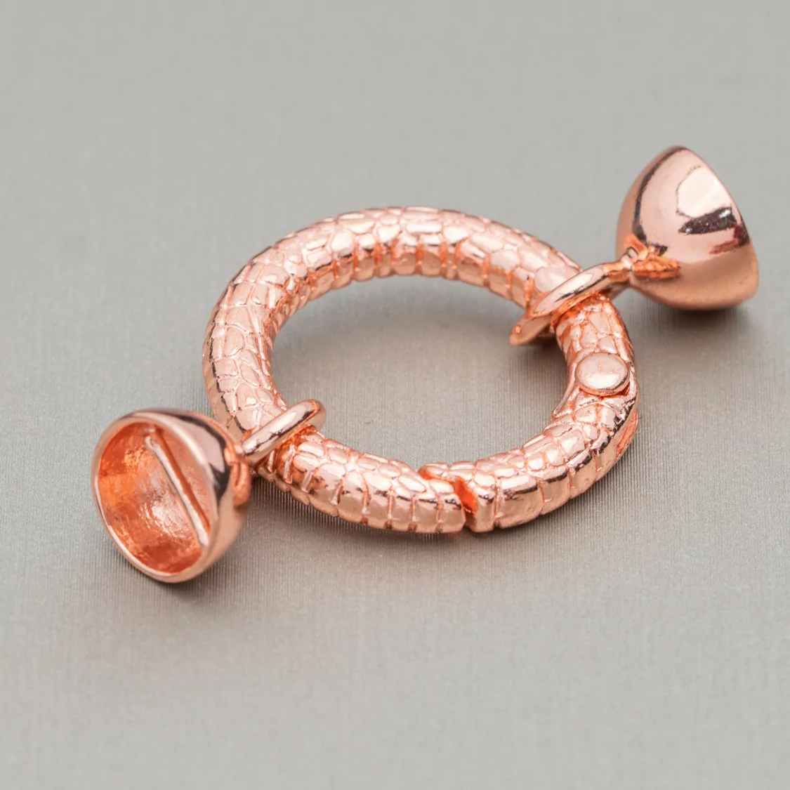 Chiusura di Ottone A Scatto Gancio Tondo SnakeSkin 20mm Con Coppette Da 10mm 14pz Oro Rosa-CHIUSURE DI OTTONE E BRONZO | Worldofjewel.com