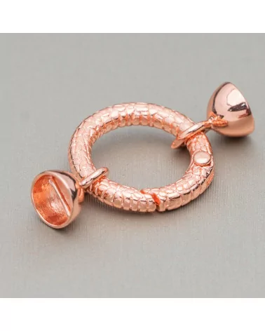 Chiusura di Ottone A Scatto Gancio Tondo SnakeSkin 20mm Con Coppette Da 10mm 14pz Oro Rosa-CHIUSURE DI OTTONE E BRONZO | Worldofjewel.com