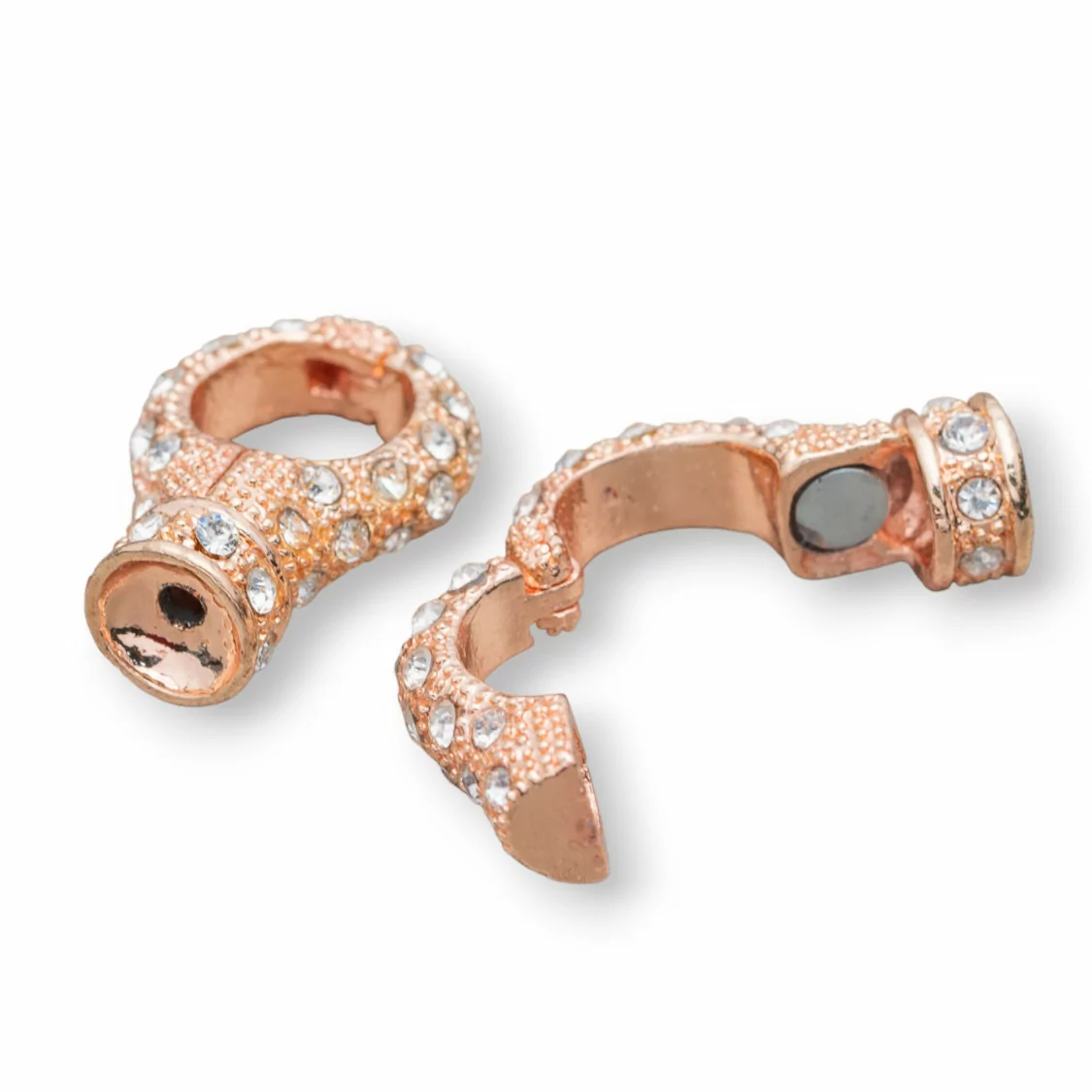 Chiusura Di Ottone Con Strass 20mm Magnetico 14pz Oro Rosa-CHIUSURE DI OTTONE E BRONZO | Worldofjewel.com