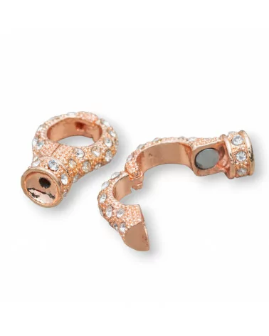 Chiusura Di Ottone Con Strass 20mm Magnetico 14pz Oro Rosa-CHIUSURE DI OTTONE E BRONZO | Worldofjewel.com