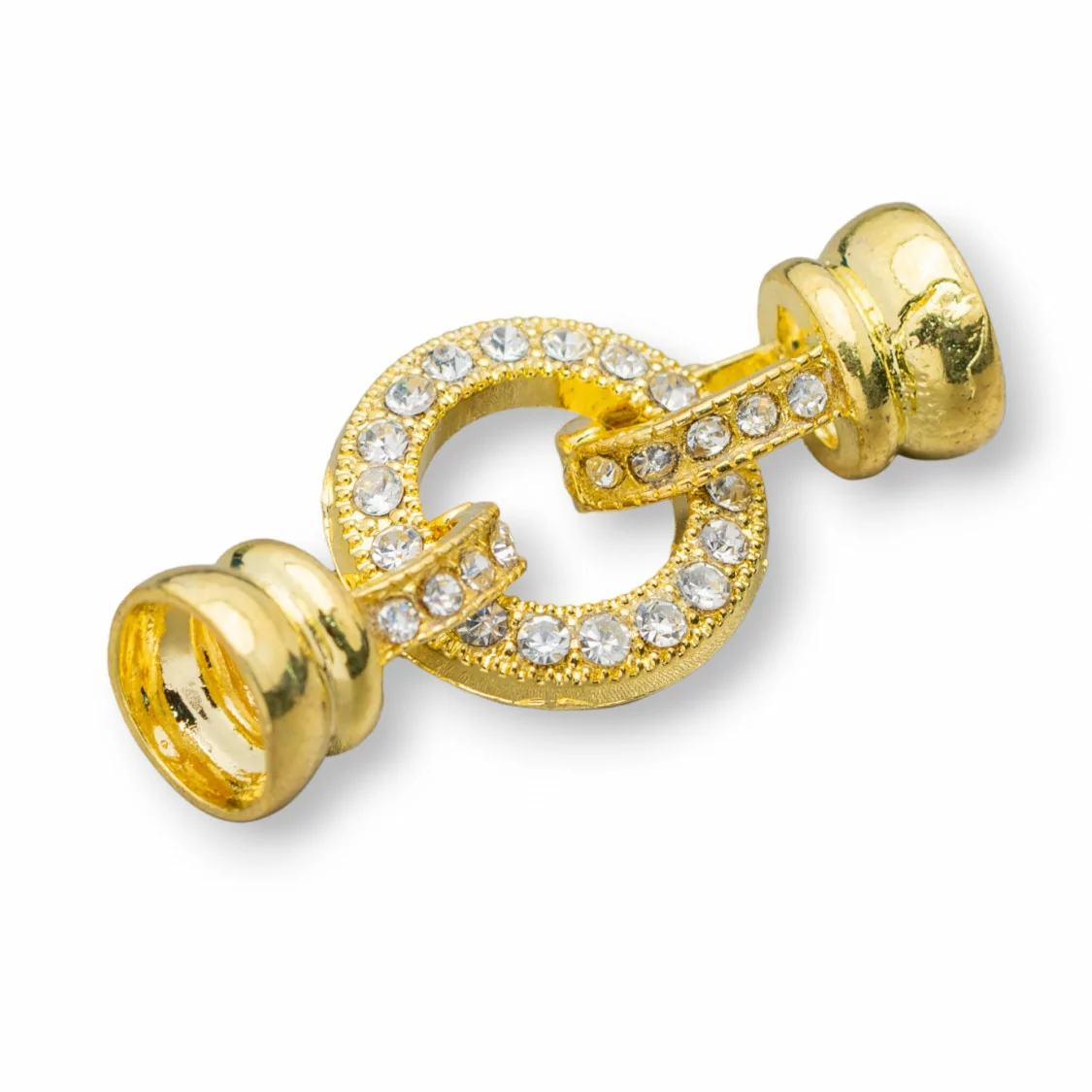 Chiusura di Ottone Con Strass E Coppette 18mm 8pz Dorato-CHIUSURE DI OTTONE E BRONZO | Worldofjewel.com