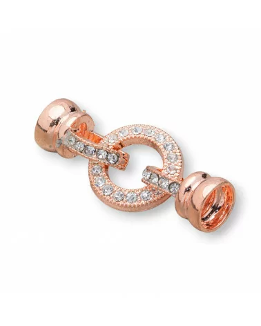 Chiusura di Ottone Con Strass E Coppette 18mm 8pz Oro Rosa-CHIUSURE DI OTTONE E BRONZO | Worldofjewel.com