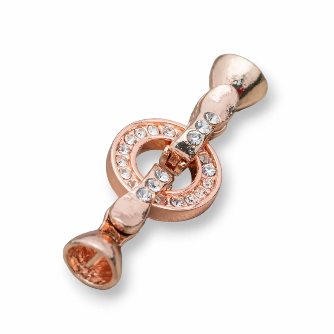 Chiusura di Ottone Con Strass E Coppette 20mm 8pz Oro Rosa-CHIUSURE DI OTTONE E BRONZO | Worldofjewel.com