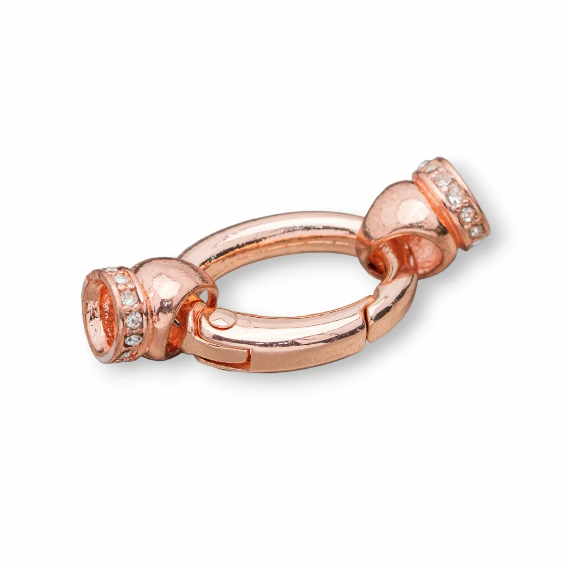 Chiusura di Ottone Ovale Con Coppette e Strass 16x22mm 11pz Oro Rosa-CHIUSURE DI OTTONE E BRONZO | Worldofjewel.com