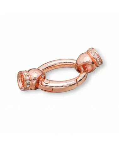 Chiusura di Ottone Ovale Con Coppette e Strass 16x22mm 11pz Oro Rosa-CHIUSURE DI OTTONE E BRONZO | Worldofjewel.com