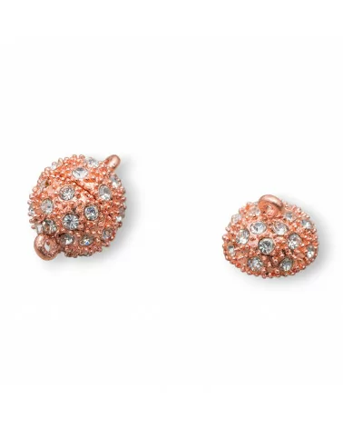 Chiusura Di Ottone Pallina Con Calamita E Strass 14mm 16pz Roro Rosa-CHIUSURE DI OTTONE E BRONZO | Worldofjewel.com