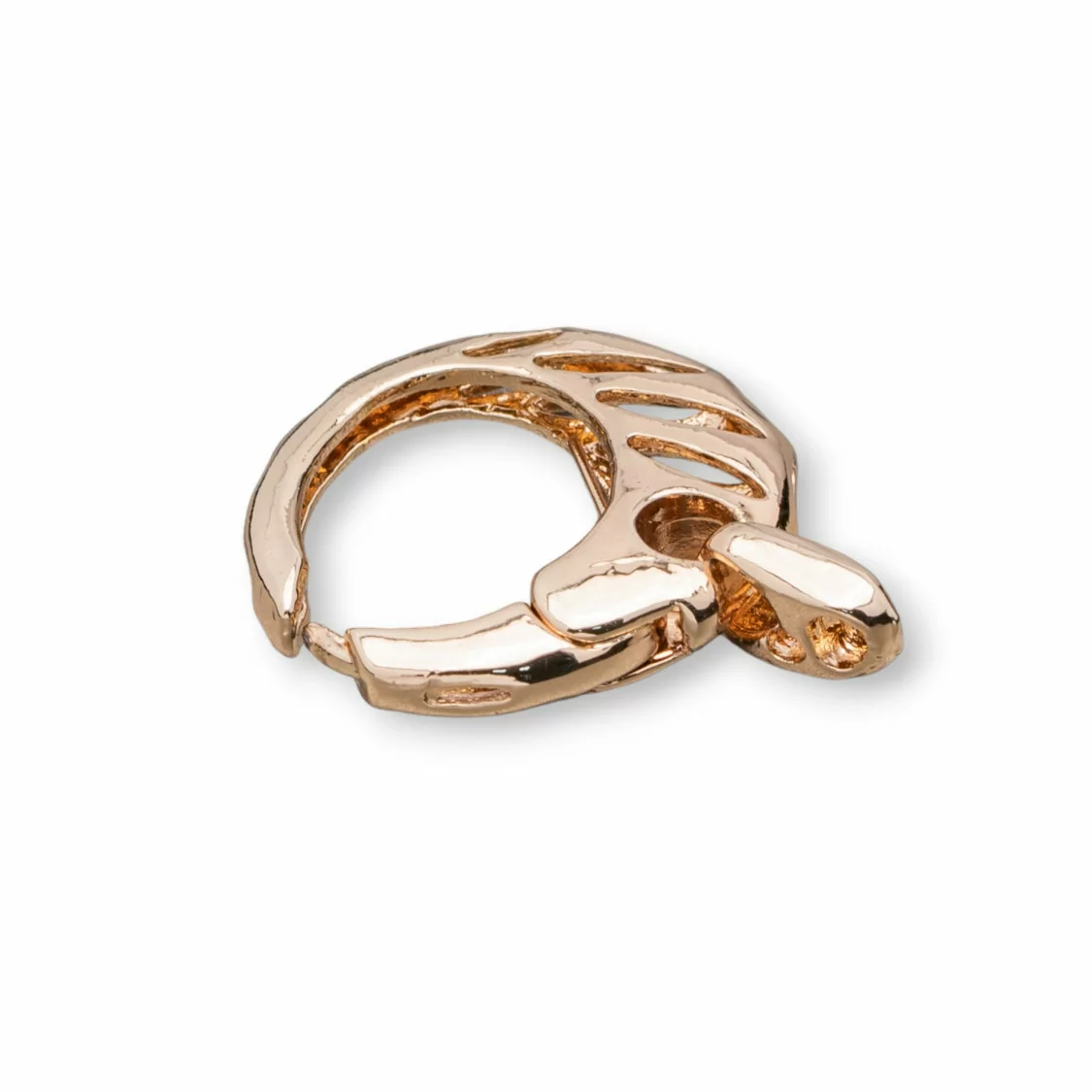 Chiusura di Ottone Tondo A Scatto Forato 20mm 24pz Oro Rosa Chiaro-CHIUSURE DI OTTONE E BRONZO | Worldofjewel.com