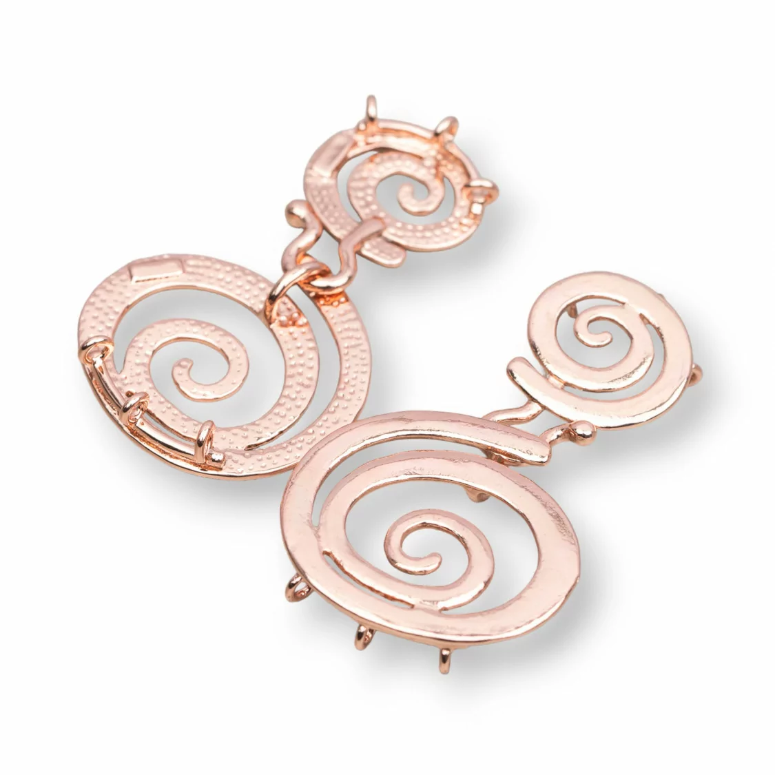 Chiusura Di Ottone Traforato Spirale 30x27mm 8pz Oro Rosa-CHIUSURE DI OTTONE E BRONZO | Worldofjewel.com