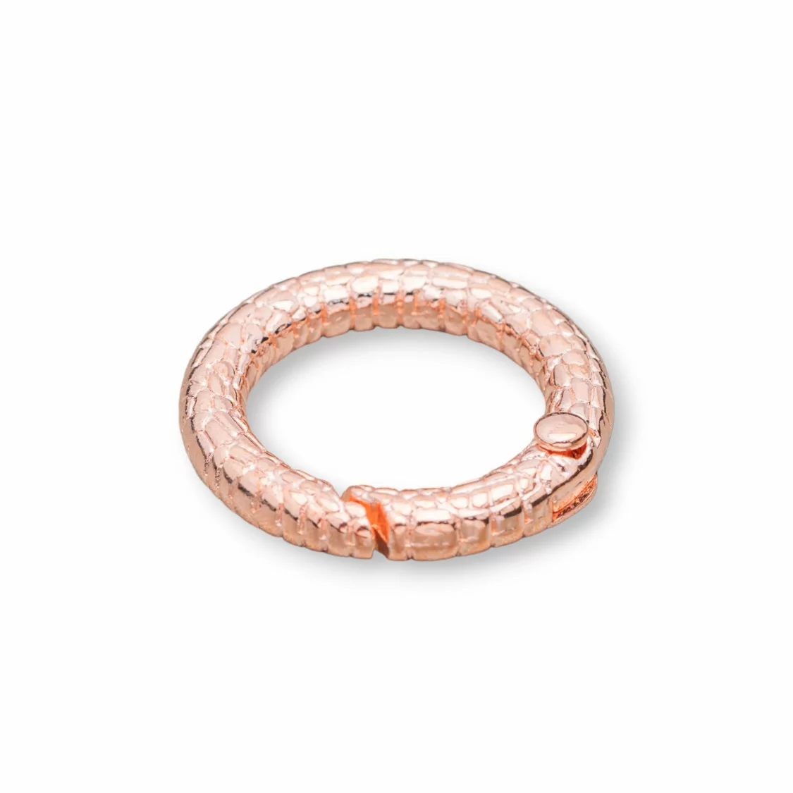 Chiusura Gancio di Ottone SnakeSkin Tondo 20mm 30pz Oro Rosa-CHIUSURE DI OTTONE E BRONZO | Worldofjewel.com