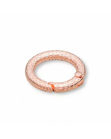 Chiusura Gancio di Ottone SnakeSkin Tondo 20mm 30pz Oro Rosa-CHIUSURE DI OTTONE E BRONZO | Worldofjewel.com