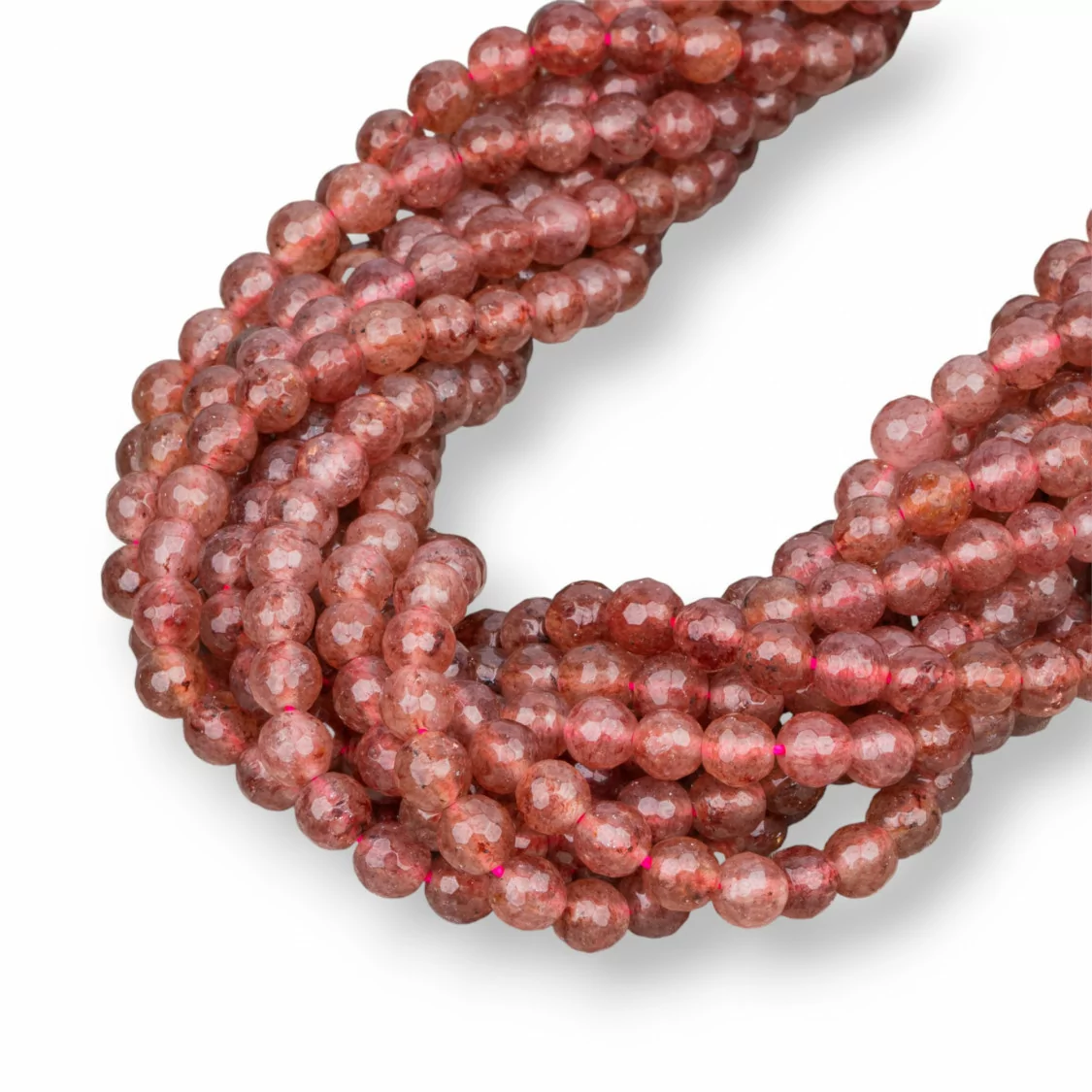 Strawberry Quartz - Quarzo Fragola Perlina Tonda Sfaccettata 6mm-QUARZO FRAGOLA | Worldofjewel.com