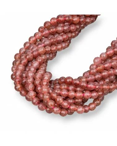 Strawberry Quartz - Quarzo Fragola Perlina Tonda Sfaccettata 6mm-QUARZO FRAGOLA | Worldofjewel.com