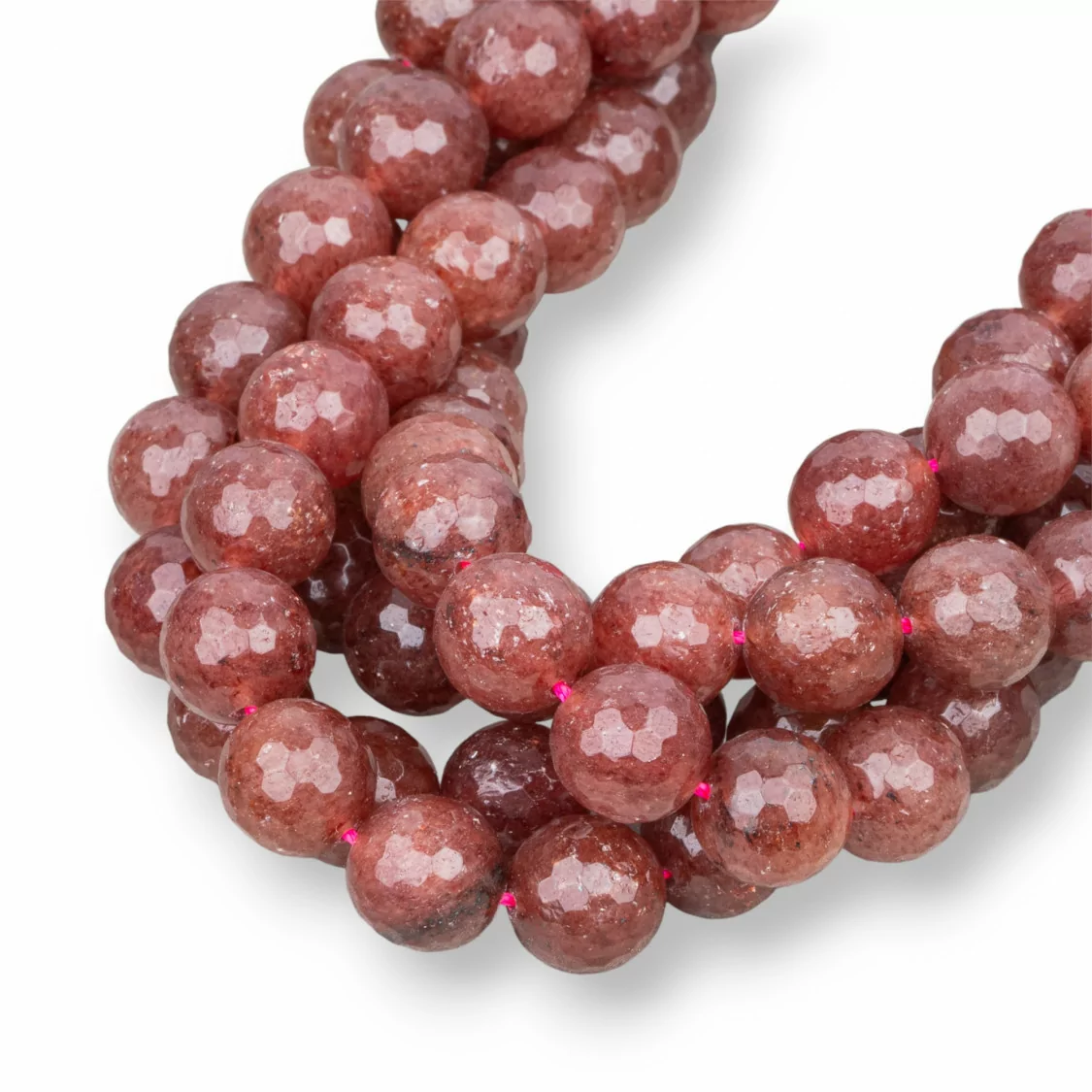 Strawberry Quartz - Quarzo Fragola Perlina Tonda Sfaccettata 10mm-QUARZO FRAGOLA | Worldofjewel.com