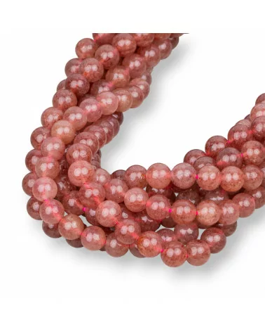 Strawberry Quartz - Quarzo Fragola Tondo Liscio 8mm-QUARZO FRAGOLA | Worldofjewel.com