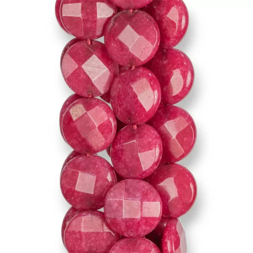 Rubellite Jade Στρογγυλό Λείο Επίπεδο Φούξια 20mm ελαφρύ