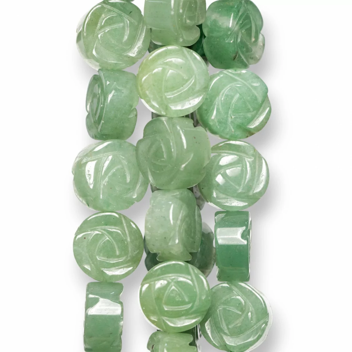 Avventurina Verde Fiore Inciso 14mm-AVVENTURINA VERDE | Worldofjewel.com