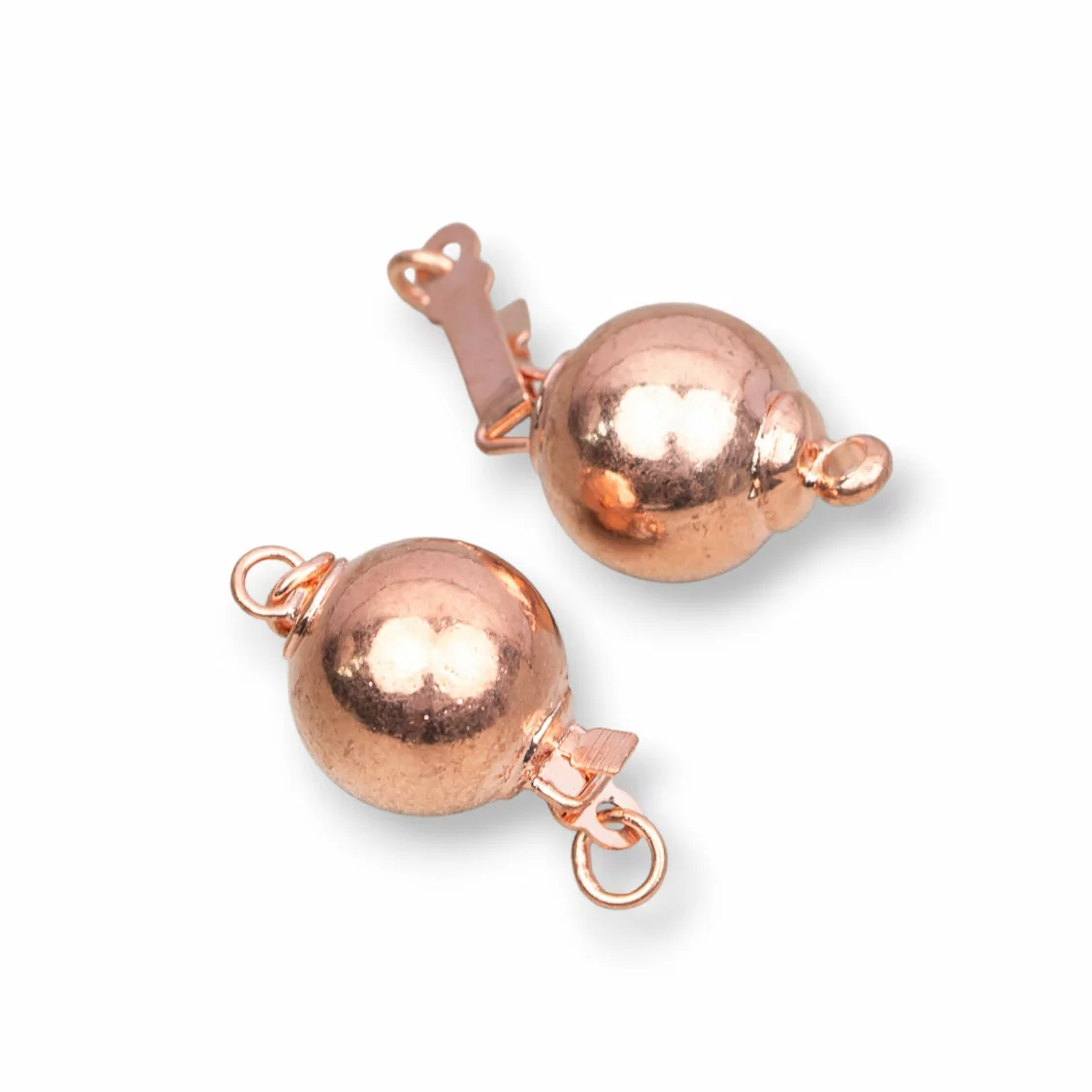 Chiusura di Ottone Pallina Liscia 10mm 25pz Oro Rosa-CHIUSURE DI OTTONE E BRONZO | Worldofjewel.com