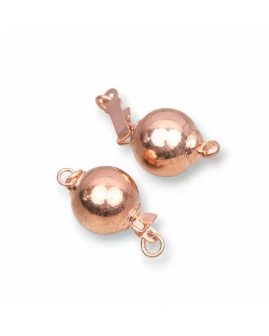 Chiusura di Ottone Pallina Liscia 10mm 25pz Oro Rosa-CHIUSURE DI OTTONE E BRONZO | Worldofjewel.com