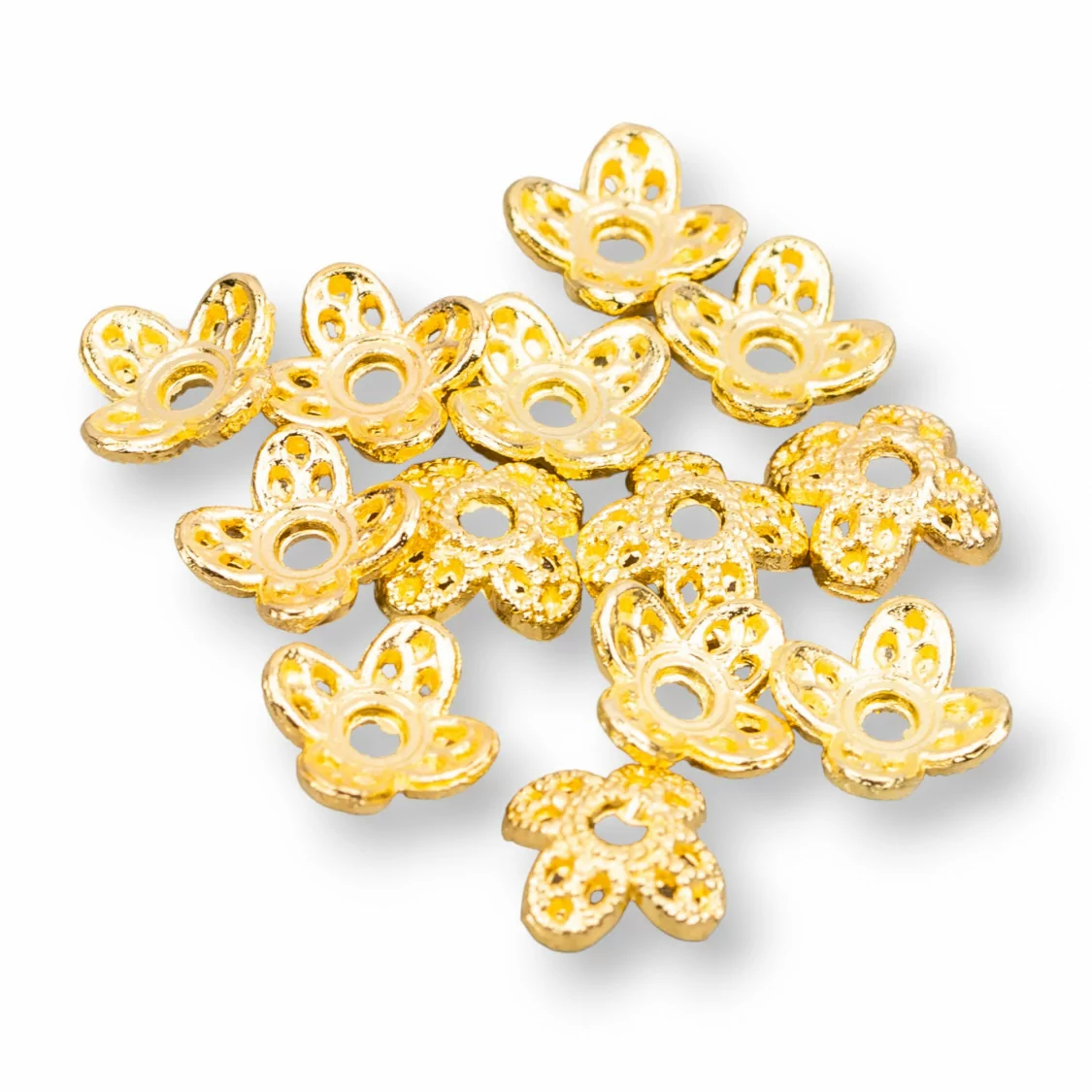 Coppette Di Ottone Fiore 4 Petali 6,5mm 80gr 400pz Dorato-COPPETTE FORATE | Worldofjewel.com