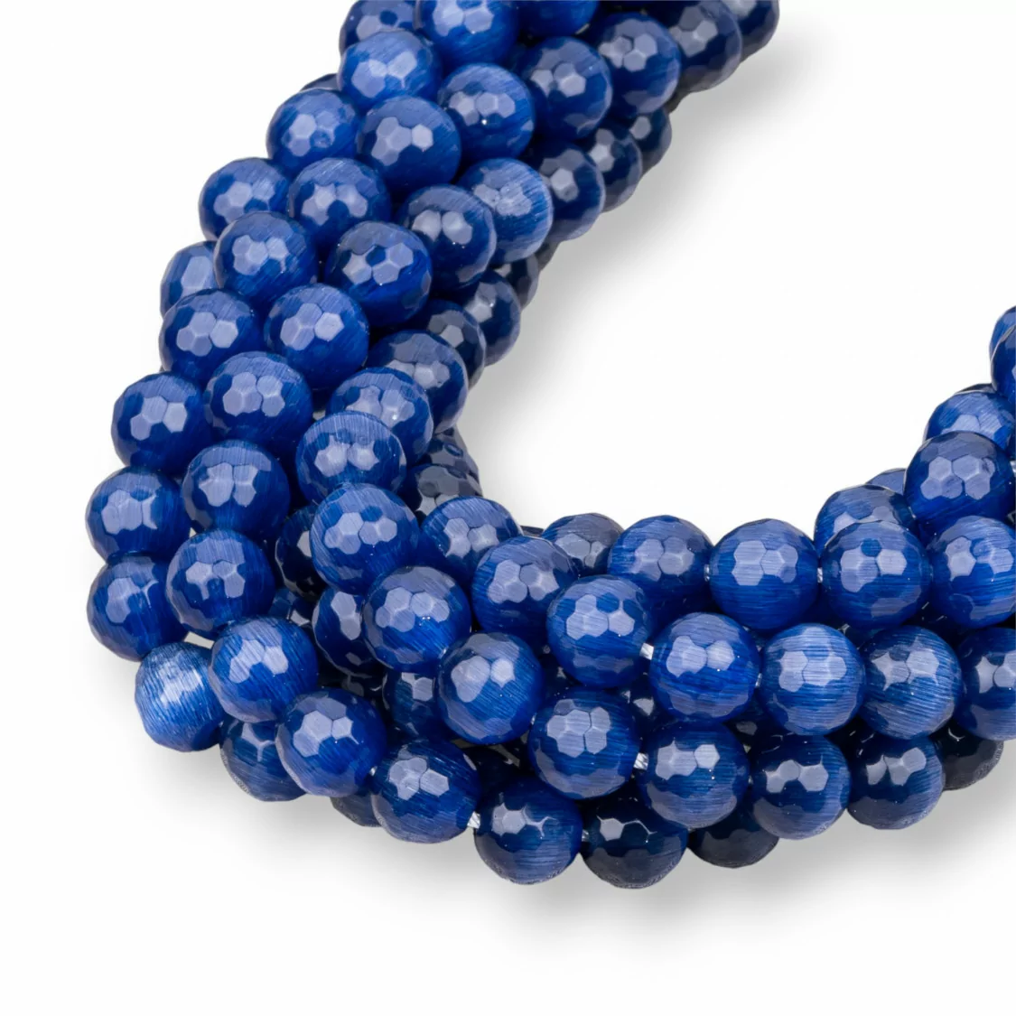 Occhio Di Gatto Blu Scuro Perlina Tonda Sfaccettata 8mm-BLU SCURO | Worldofjewel.com