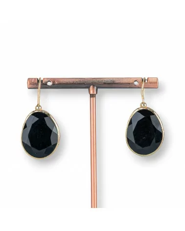 Orecchini A Monachella Di Bronzo Con Occhio Di Gatto Mango Bordato 18x36mm 1 Paio Nero-BRONZO FANTASIA | Worldofjewel.com