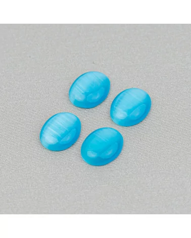 Cabochon Di Occhio Di Gatto Incastonati Ovale 8x10mm 40pz Azzurro- CABOCHON DI CRISTALLI | Worldofjewel.com