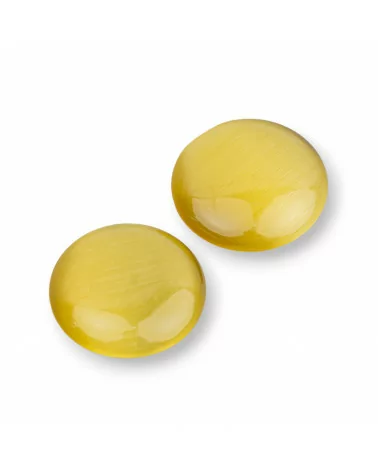 Cabochon Di Occhio Di Gatto Synt Tondo 16mm 30pz Senape- CABOCHON DI CRISTALLI | Worldofjewel.com