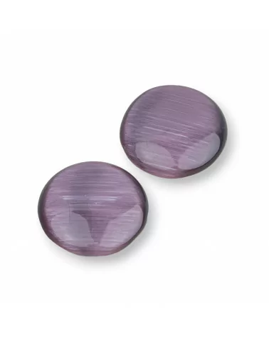 Cabochon Di Occhio Di Gatto Synt Tondo 16mm 30pz Viola- CABOCHON DI CRISTALLI | Worldofjewel.com