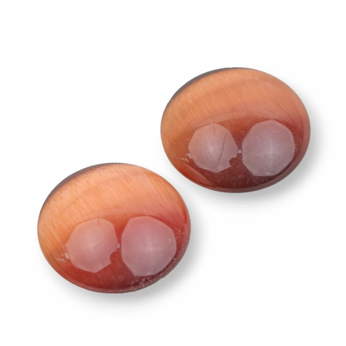 Cabochon Di Occhio Di Gatto Synt Tondo 20mm 25pz Arancio- CABOCHON DI CRISTALLI | Worldofjewel.com