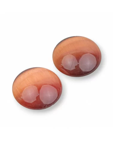 Cabochon Di Occhio Di Gatto Synt Tondo 20mm 25pz Arancio- CABOCHON DI CRISTALLI | Worldofjewel.com