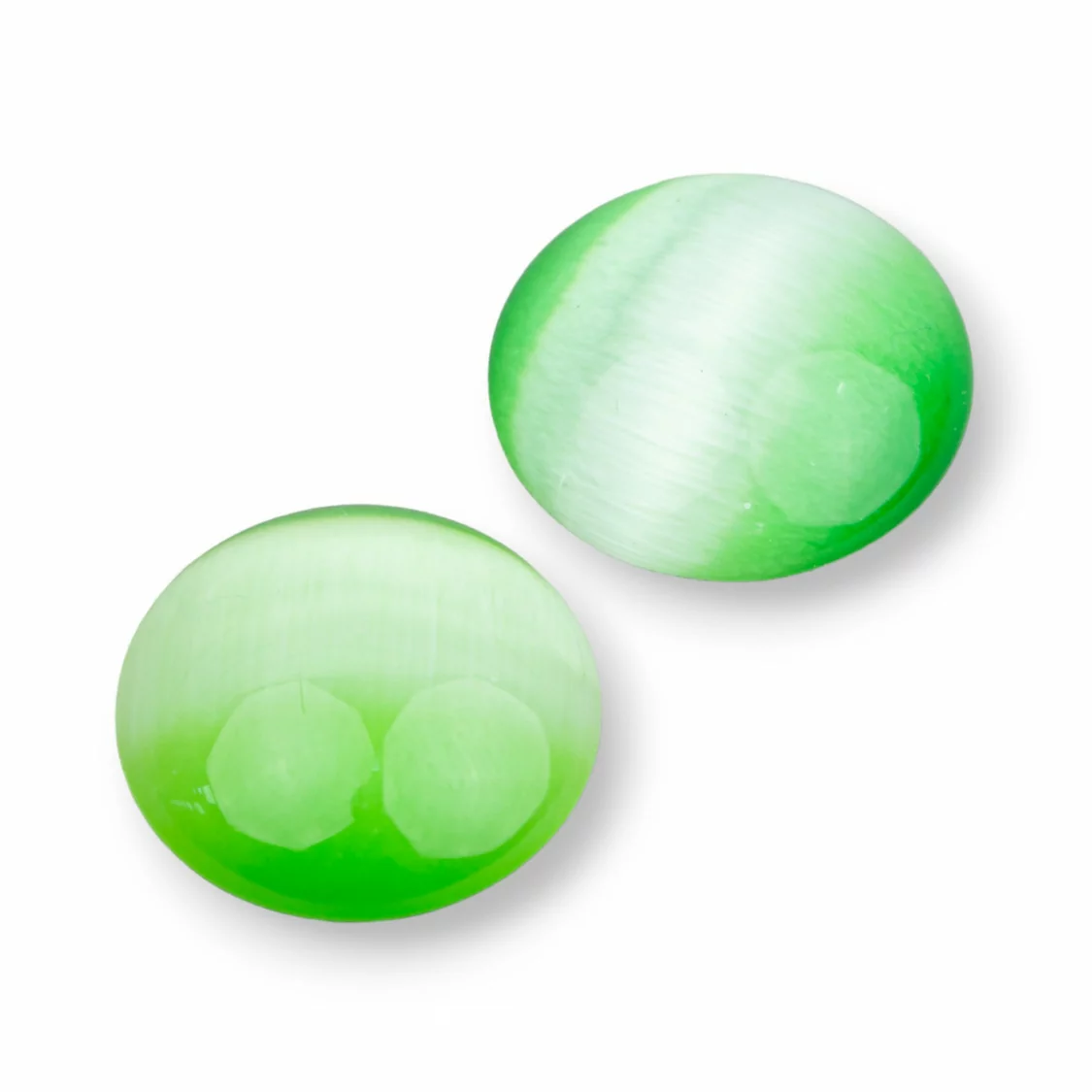 Cabochon Di Occhio Di Gatto Synt Tondo 20mm 25pz Verde Chiaro- CABOCHON DI CRISTALLI | Worldofjewel.com